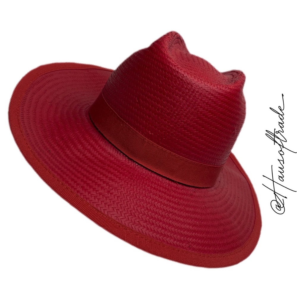 MAXMARA Weekend Rolle Red Straw Ribbon Hat - Picture 6 of 16